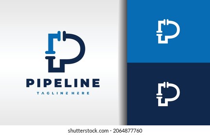 letra simple logotipo de tubería P