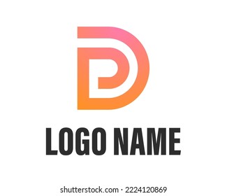 Letra simple plantilla de diseño de logotipo PD o DP sobre fondo blanco.