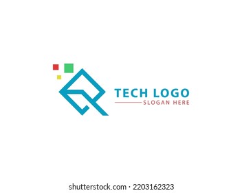 Simple letter Q tech logo design template.