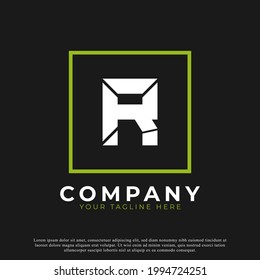 Carta simple R Dentro del logotipo moderno cuadrado. Usable para logotipos de empresas y marcas.