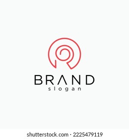 Simple Letter R Roll Paper Logo design line monoline style