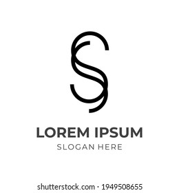 letra simple modelo de diseño de logotipo S S vector con estilo de color negro plano