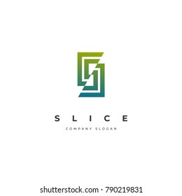 Simple letter S logo template. Sliced box logo concept 