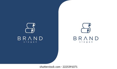 Simple Letter S Roll Paper Logo design line monoline style