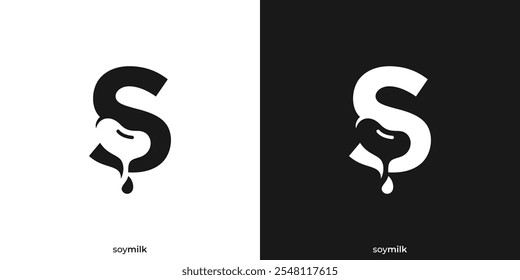 Simple Letter S For Soy Milk Logo Design Template.