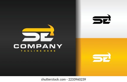 simple letter SE hammer logo