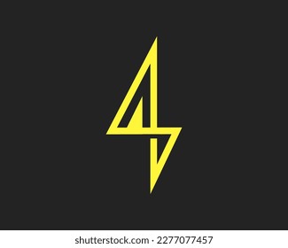 Simple letter A spark or thunder logo design template on white background.