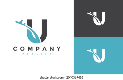 simple letter U airplane logo	