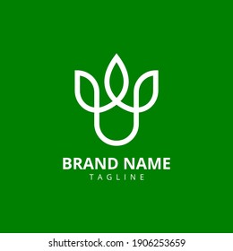Einfache Letter U Crown King Nature Logo Vektor-Vorlage Eleganter Stil