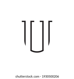 simple letter U lines logo design vector