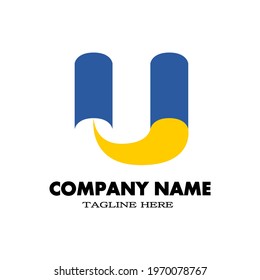 Simple letter U logo with blue and yellow. Design logo for your brand and company name.