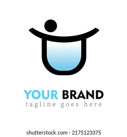 simple letter U logo with swim icon is suitable for sport, apparel, tshirt design