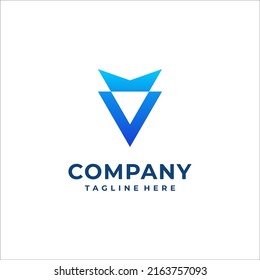 Simple Letter V crown logo design
