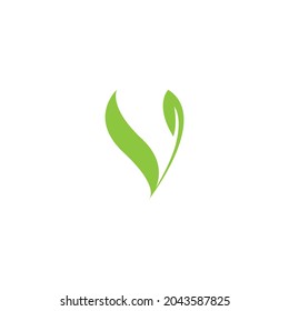 Simple Letter V Leaves Vector Logo