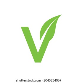 Simple Letter V Leaves Vector Logo DEsign Template.
