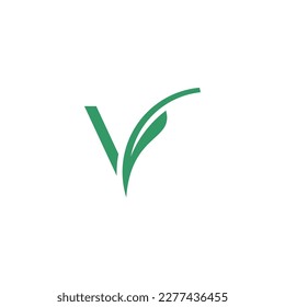 Simple Letter V Leaves Vector Logo