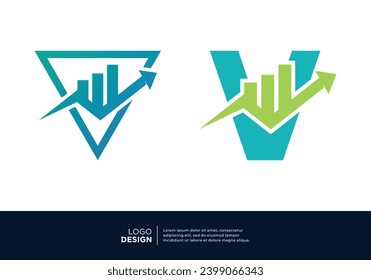 Simple letter V logo design for finance, investment, marketing.