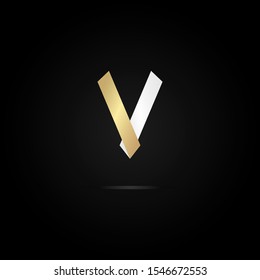 simple letter v logo moderns. Beautiful logo design for luxury corporate branding. Elegant identity design with a combination of white and gold. Vector