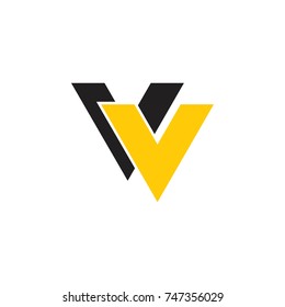 simple letter v with shadow symbol logo vector