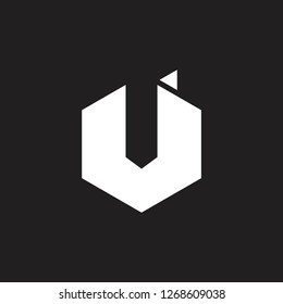 simple letter v or u geometric with arrow logo