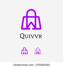 Simple letter W Bag with arrow inside logo design template. Suitable for Shopping branding etc.
