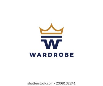 Simple Letter W with Crown Logo design Template