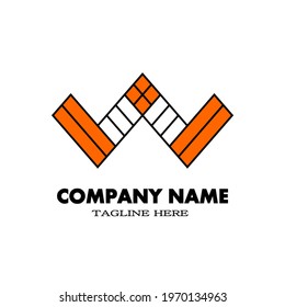 Simple letter W logo with orange. Plait logo concept. Design logo for your brand and company name.