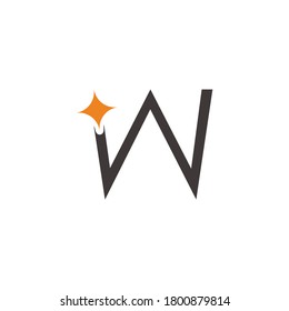simple letter w motion star geometric line logo vector