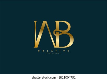 Simple letter WB monogram stylish type gold design logo