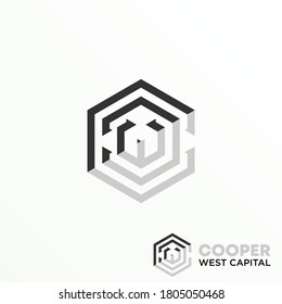 simple letter or word CWC in line hexagon image graphic icon logo design abstract concept vector stock. can be as a corporate identity associated with the product label or initial