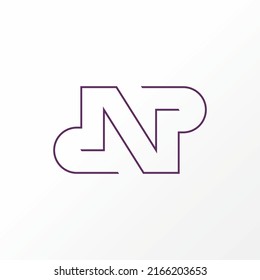 Letra simple o palabra línea DNP línea delgada tipo fuente patrón precisión voltear hacia atrás imagen icono gráfico diseño concepto abstracto material vector. Puede utilizarse como símbolo relacionado con el primer o el monograma