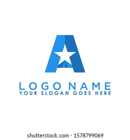 Simple letter or word A font and star icon image graphic icon logo design abstract concept vector stock. Can be used as symbols related to initial or monogram.