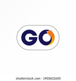 Simple Letter or word GO sans serif font with arrow Image graphic icon logo design abstract concept vector stock. Can be used as a symbol related to initial or monogram