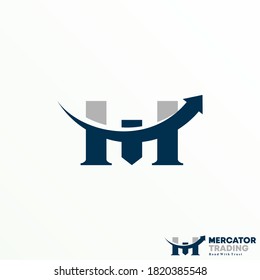 Simple Letter or word M with chart or arrow trade shape image graphic icon logo design abstract concept vector stock. Can be used as a symbol related to initial or graph