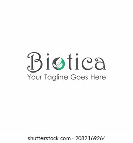 Simple Letter or writing BIOTICA script font with leaves image graphic icon logo design abstract concept vector stock. Can be used related to nature or herb