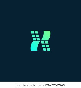 simple Letter X or H with solar panels concept logo vector