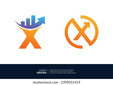 Simple letter X logo design for finance, investment, marketing.