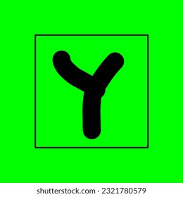 A simple letter Y design inside the square box isolated on green background for green screen effect. Lettering. Alphabetical order. 