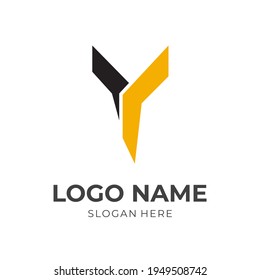 simple letter Y logo design with flat black and yellow color style.