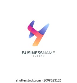 simple letter Y logo, Y initial logo in gradient blue and orange colors