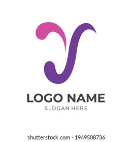 plantilla de logotipo de letra simple Y con un estilo de color púrpura plano.