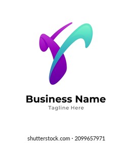 simple letter Y logo template in gradient colors