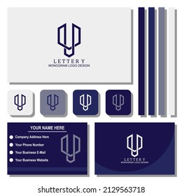Simple letter Y monogram logo design with envelope and business card template