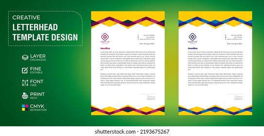 Simple letterhead template design polygonal background design