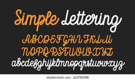 Simple lettering. Handwritten vector font aphabet