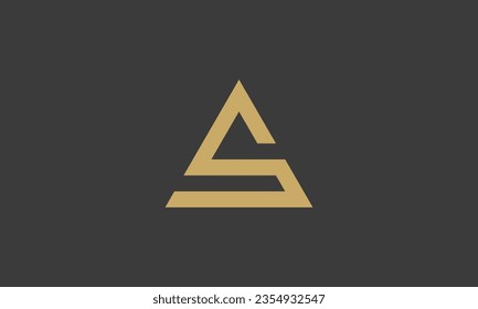 Simple AS lettering triangle geometric shape design SA littering icon initial letter Pyramid shape AS sign Symbol.
