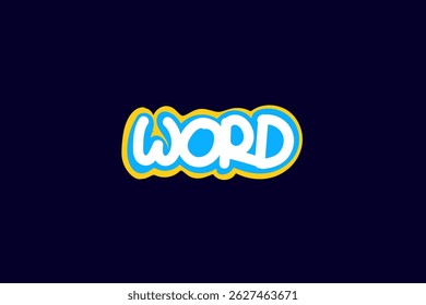 simple lettering Word with yellow blue and white color