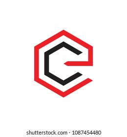 simple letters ce hexagonal design logo