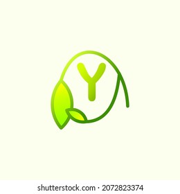 simple LETTERS logo design WITH YELLOW LEAVES
