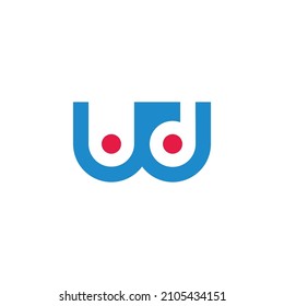 simple letters wd simple geometric dots colorful logo vector